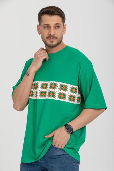 Rocqerx R-5730 Crew Neck Μπλουζάκι Oversize με λεπτομέρεια μπροστινού κεντήματος