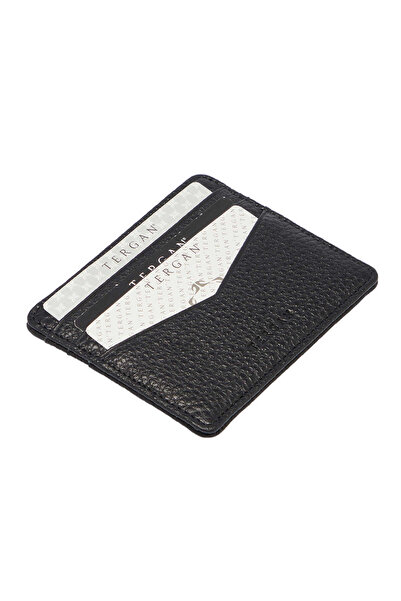 Tergan 1Kk00001665-A41 Leather Unisex Credit Card Holder - Black
