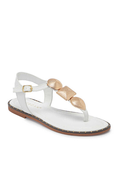 Tergan Beyaz Hakiki Deri Kadın Sandalet - K25Y1SN67781-A26