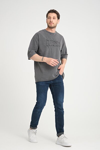 Rocqerx R-5822 Μπλουζάκι μονό ζέρσεϊ με κέντημα και πλύσιμο