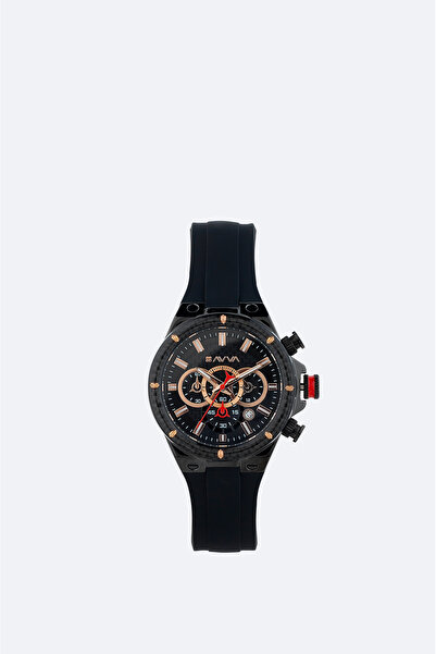 Avva Men's Black Gift Boxed Silicone Cord Wrist Watch B009030