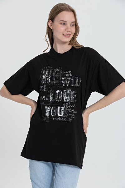 Rocqerx R-5712 Ασημένιο ανάγλυφο μπλουζάκι με λεπτομέρεια εκτύπωσης