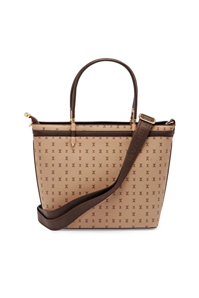 Tergan Beige Print Women's Handbag - S25K1Pr09179-T2E