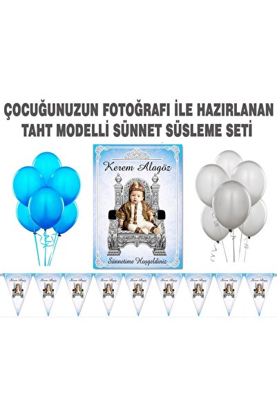 Sunligo Sünnet Süsleme Seti Fotoğraflı Afiş, Flama, Balon
