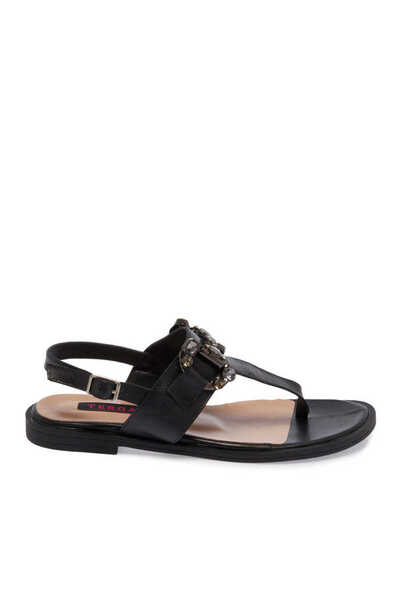 Tergan Siyah Hakiki Deri Kadın Sandalet - K24Y1SN67409-A23