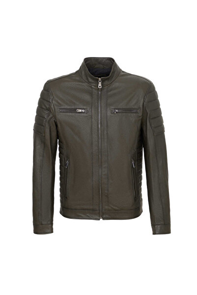 Tergan Yeşil Hakiki Deri Erkek Deri Mont - E23KDM310544-T1M