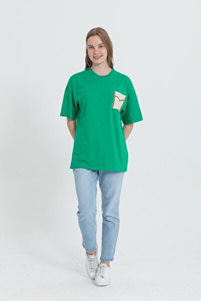 Rocqerx R-5729 Μπλουζάκι με λαιμόκοψη με δαντέλα με λεπτομέρεια μεγάλου μεγέθους