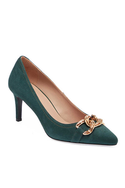 Tergan Yeşil Hakiki Süet Deri Kadın Stiletto - K24I1AY67464-O48