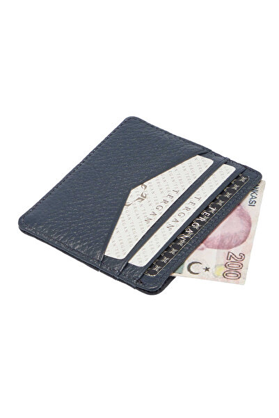 Tergan Navy Blue Genuine Leather Unisex Credit Card Holder - S1Kk00001665-A38