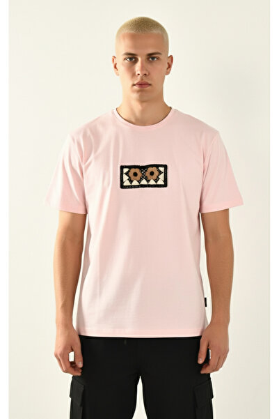 DAVID&GERENZO Μαύρο μπλουζάκι με λαιμόκοψη με λεπτομέρεια από διχτυωτό λουλούδι