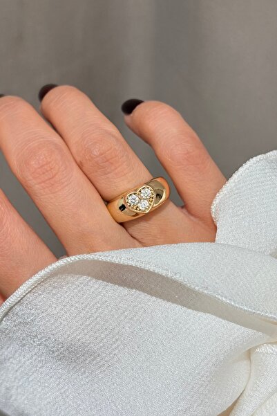 Lavian Accessories Heartline Kalın Bombeli Zirkon Taşlı yüzük (AYARLANABİLİR)