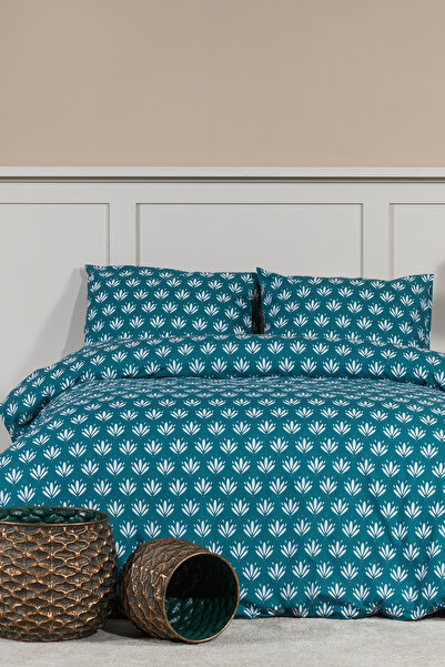 Elart Riva Duvet Cover Set Double Size Fitted Sheet (200X220 cm) Green