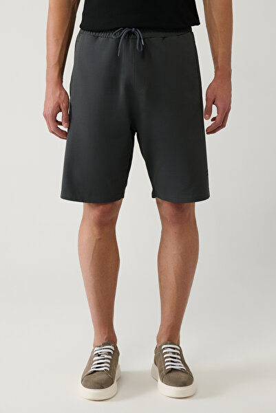 Avva Erkek Antrasit Yandan Cepli Örme Pamuklu 2 İplik Günlük Relaxed Fit Şort E003602