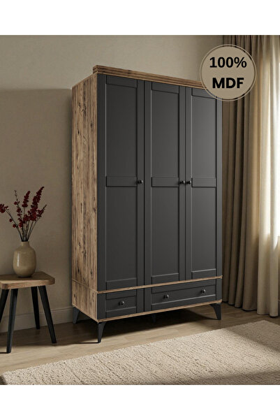 comiet Silva 3 Kapaklı Çekmeceli MDF Gardırop