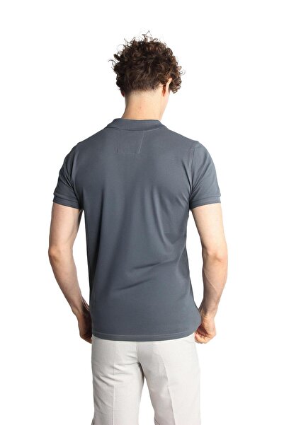 İgs Men's Dark Gray Polo Neck Modernfit T-Shirt - Slim Fit
