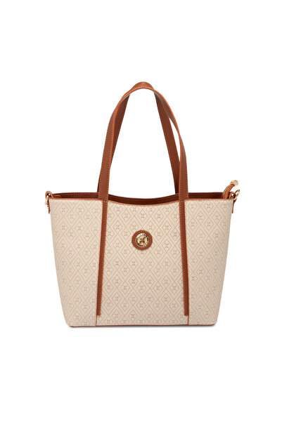 Tergan Bej Print Kadın Omuz Çantası - S1WPR0000804-S7G