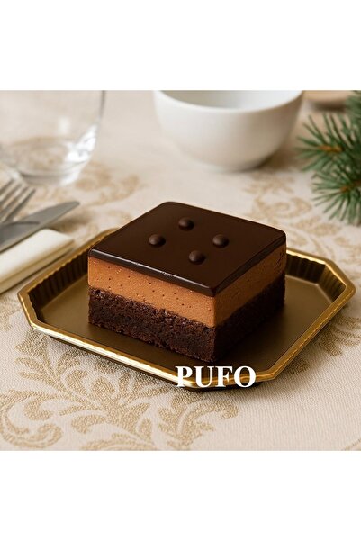 PUFO Set of 4 rectangular trays Gentle for serving appetizers, sweets, candies, 20 x 15 cm, brown