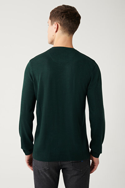 Avva Ανδρικό πράσινο πουλόβερ Basic E005003