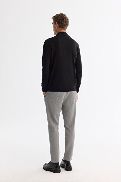 Avva Pánský černý svetr s polovičním rolákem, nežmolkující úplet, regular fit E005001