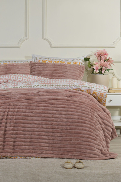 Elart Mateo Blanket Set Double Size Wellsoft 3 Pieces (230X250 cm) Dusty Rose