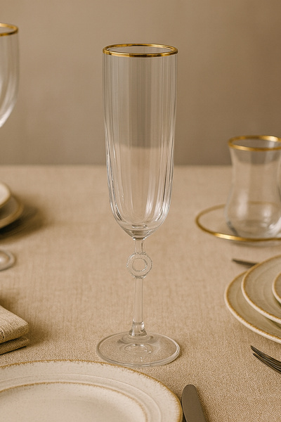 Rakle Elite Gold 4'lü Şampanya Kadehi Seti 150 cc