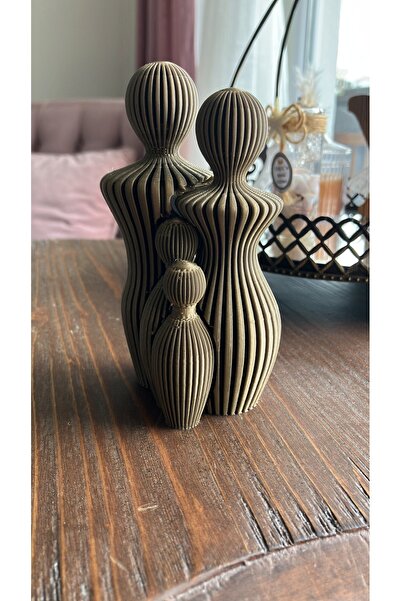 Home 15 cm yük. Modern Bronz Gold Aile Seti Sculpture
