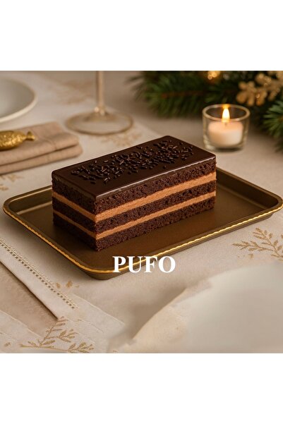 PUFO Set of 4 rectangular trays Gentle for serving appetizers, sweets, candies, 20 x 15 cm, brown