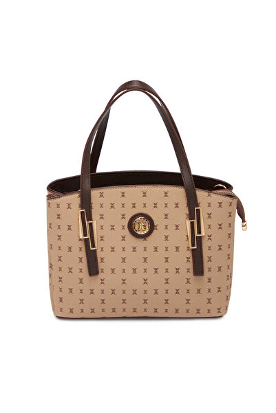 Tergan Bej Print Kadın Omuz Çantası - S1WPR0000805-T2E