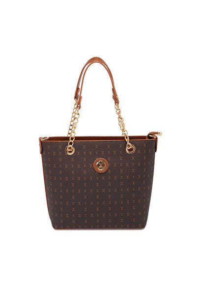 Tergan Kahve Print Kadın Omuz Çantası - S1WPR0000801-T4J