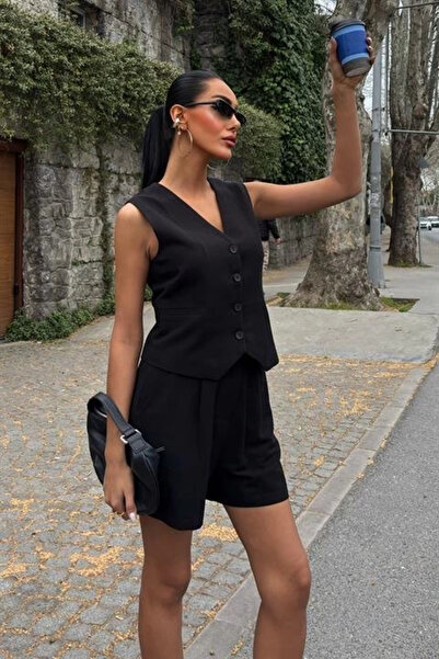 THE VOLER Vest Shorts Flared Linen Suit 10133-17