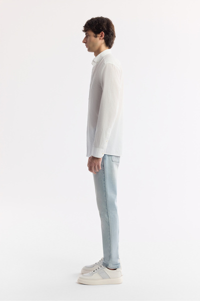 Avva Ανδρικό πουκάμισο με λευκό γιακά με κουμπιά 100% βαμβακερό πουκάμισο κανονικής εφαρμογής A51Y2206