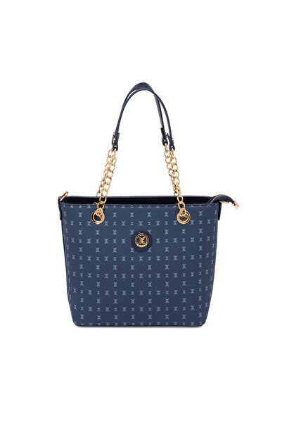 Tergan Lacivert Print Kadın Omuz Çantası - S1WPR0000801-T1F