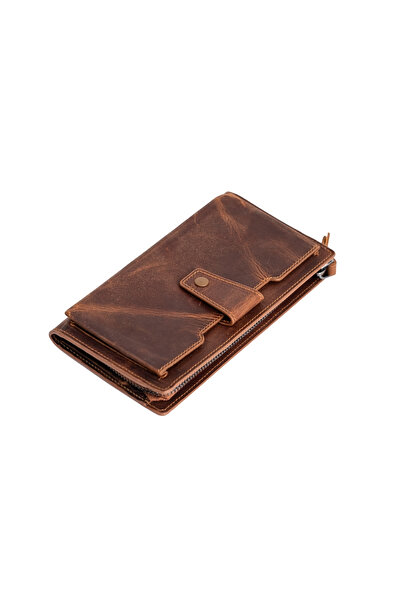 MFT Leather Design Leather Unisex Wallet with Phone Compartment