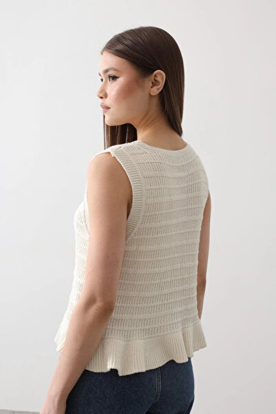 Aesco   Vest with Tie Front - Ecru