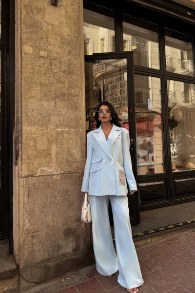 Butik Aura Mou ΣΧΕΔΙΑΣΜΟΣ ΕΤΙΚΕΤΑ ΛΕΠΤΟΜΕΡΗ ΜΠΟΥΚΑΛΑ - ΣΕΤ ΠΑΝΤΕΛΟΝΙ - Baby Blue