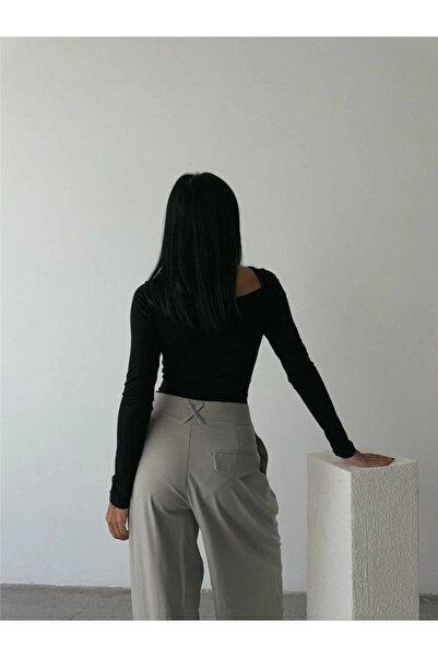 MODA Sandy Bodysuit with Front Tie Detail - Black