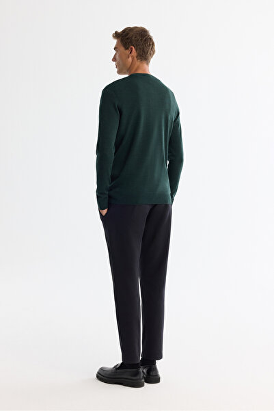 Avva Men's Green Textured Basic Sweater E005109