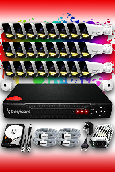 Bayicam 24 Kameralı Süper 24 Dış Kamera Set 2 TB 5 MP 2K Renkli Gece Görüşlü ...