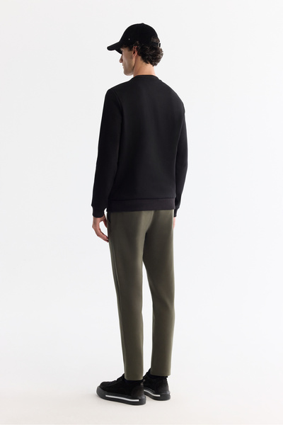 Avva Мъжка черна блуза с обло деколте, памук, еластан, редовна кройка A42Y1260