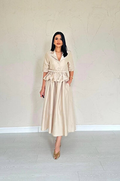 Asil Acar Home Σετ μπουφάν με βολάν με λεπτή ζώνη και φούστα με κορδόνι