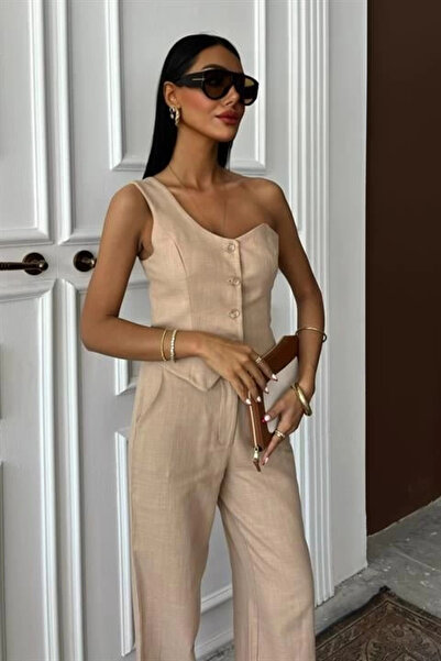 Lijuri One Shoulder Bustier Plazzo Pants Viscon Suit 10159