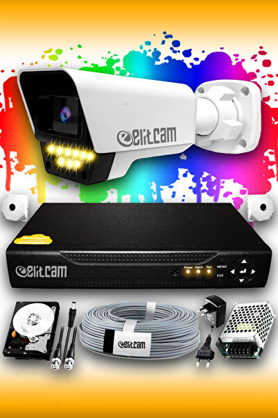 Elitcam 1 Kameralı Süper 1 Dış Kamera Set 500 GB 5 MP 2K Renkli Gece Görüşlü ...