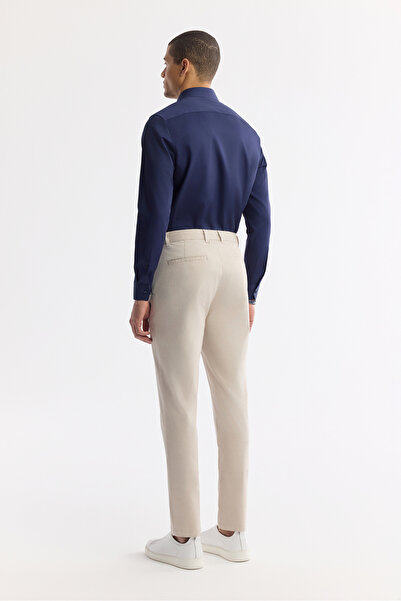 Avva Men's Beige Classic Waist Cotton Slim Fit Chino Trousers A51Y3078