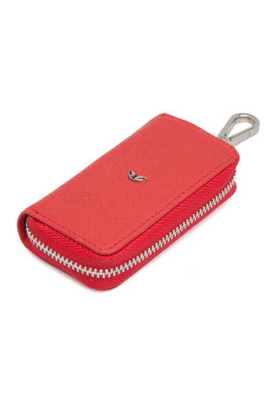 Tergan سلسلة مفاتيح من الجلد الطبيعي باللون الأحمر للجنسين - S1AN00000257-B68