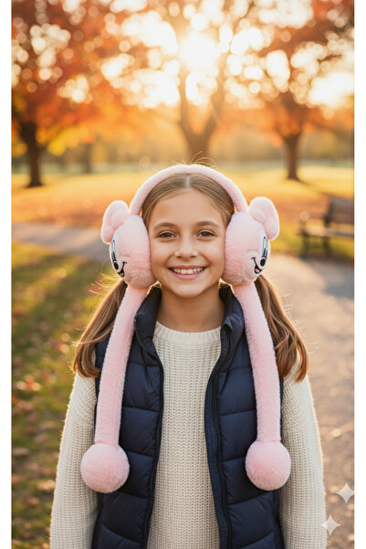 Kervan Pazar سماعات أذن شتوية للأطفال مع أشكال قطيفة وآذان متحركة وأصوات