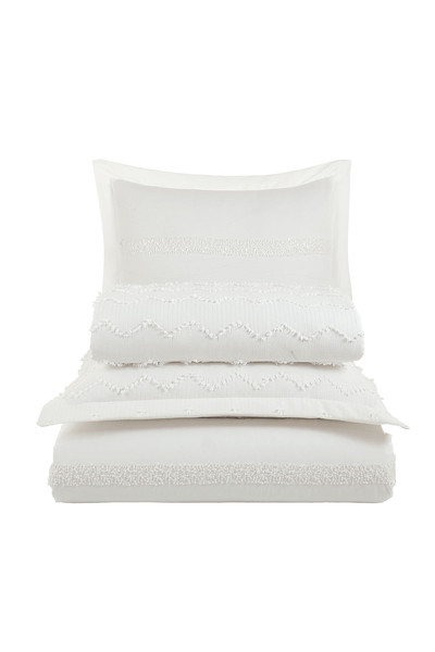 Elart Bedding Set with Pearl Duvet Cover 7 Pieces Cream