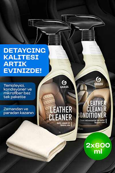 GRASS Deri Temizlik & Bakım Seti: Deri Temizleyici + Kondisyoner + Mikrofiber...