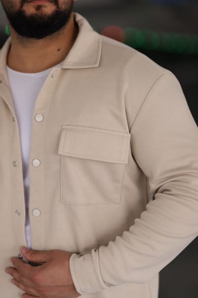 L-KOM Çift Cepli 2'li Takım Pamuklu Rahat Gömlek & Pantolon Takımı