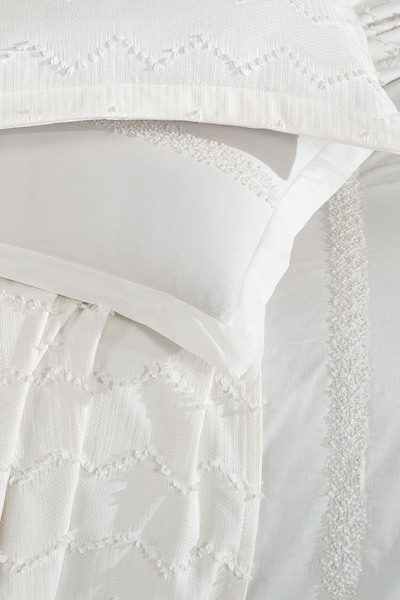 Elart Bedding Set with Pearl Duvet Cover 7 Pieces Cream