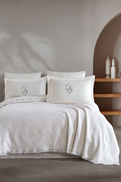 Elart Sunrise Single Cream Blanket Set - 4 Pieces